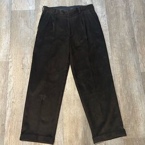 Men's Brown Corduroy Pants Pleated Cuffed